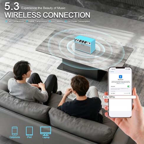 يوير مضخم جيتار صوتي صغير 10 وات صوتي وجيتار أمبير مع تأخير رقمي/تأثير ترددي محمول جيتار أمبير بلوتوث مكبر صوت سماعة رأس جاك/OTG للتسجيل والتمرين والسفر مع حقيبة حمل in Kuwait