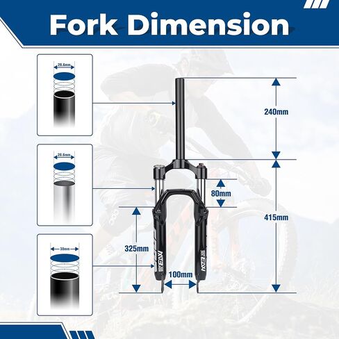 20 inch Front Suspension Fork 28.6mm Straight Tube Quick Release 9mm for Kids Mountain Bicycle in Saudi Arabia