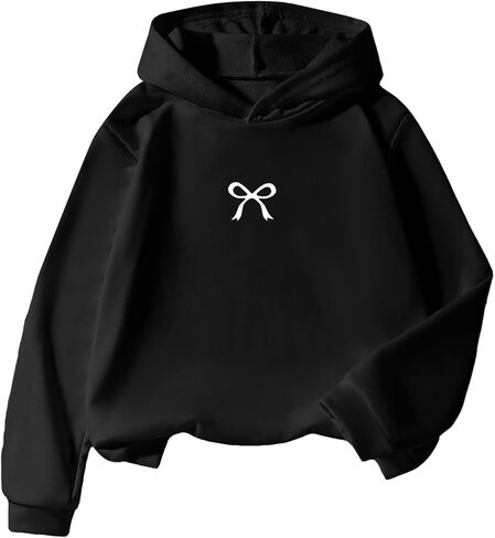 WDIRARA Girl's Bow Graphic Hoodies Long Sleeve Hooded Sweatshirts Pullover Tops in Saudi Arabia