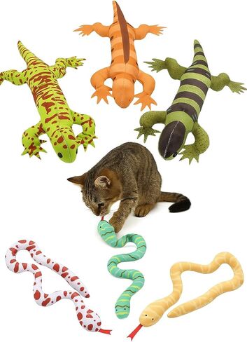 Cat Toy Snake Lizard Catnip Toys Chew Bite Resistant Toys for Indoor Cats Boredom Relief Teeth Cleaning Interactive Funny Cute Kitten Cat Lover Gifts Set of 6 Realistic Hunt Prey Activity Games in Kuwait