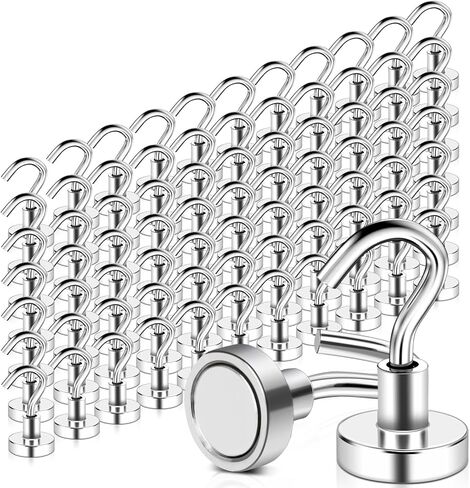 MAGXCENE 32 Pack Magnetic Hooks Heavy Duty, 25 lbs Strong Magnet Hooks for Cruise Refrigerator, Neodymium Magnets with Hooks for Grill Hanging Kitchen Tool Storage in Saudi Arabia