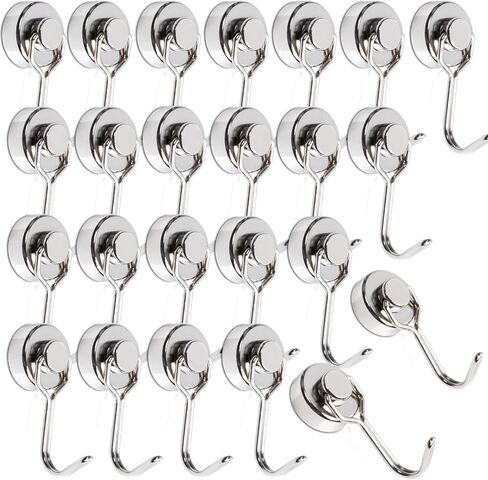 MAGXCENE 32 Pack Magnetic Hooks Heavy Duty, 25 lbs Strong Magnet Hooks for Cruise Refrigerator, Neodymium Magnets with Hooks for Grill Hanging Kitchen Tool Storage in Saudi Arabia