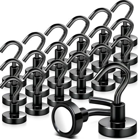 MAGXCENE 32 Pack Magnetic Hooks Heavy Duty, 25 lbs Strong Magnet Hooks for Cruise Refrigerator, Neodymium Magnets with Hooks for Grill Hanging Kitchen Tool Storage in Saudi Arabia