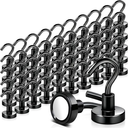 MAGXCENE 32 Pack Magnetic Hooks Heavy Duty, 25 lbs Strong Magnet Hooks for Cruise Refrigerator, Neodymium Magnets with Hooks for Grill Hanging Kitchen Tool Storage in Saudi Arabia