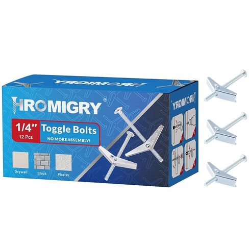 3/16"x5" Toggle Bolts (12 Pcs) 3/16 inch Wall Anchors for Drywall Heavy Duty, Butterfly Anchor Bolt for Hollow Wall, Sheetrock, Ceiling in Kuwait