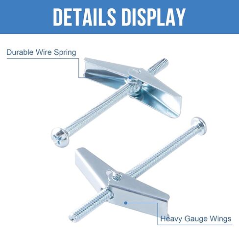 3/16"x5" Toggle Bolts (12 Pcs) 3/16 inch Wall Anchors for Drywall Heavy Duty, Butterfly Anchor Bolt for Hollow Wall, Sheetrock, Ceiling in Kuwait