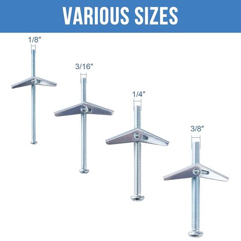 3/16"x5" Toggle Bolts (12 Pcs) 3/16 inch Wall Anchors for Drywall Heavy Duty, Butterfly Anchor Bolt for Hollow Wall, Sheetrock, Ceiling in Kuwait