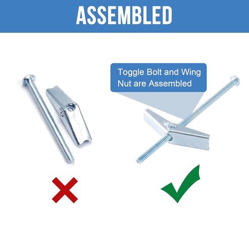 3/16"x5" Toggle Bolts (12 Pcs) 3/16 inch Wall Anchors for Drywall Heavy Duty, Butterfly Anchor Bolt for Hollow Wall, Sheetrock, Ceiling in Kuwait