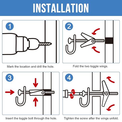3/16"x5" Toggle Bolts (12 Pcs) 3/16 inch Wall Anchors for Drywall Heavy Duty, Butterfly Anchor Bolt for Hollow Wall, Sheetrock, Ceiling in Kuwait