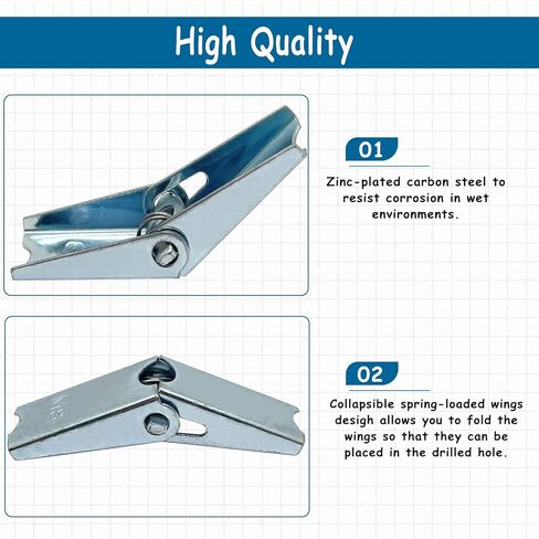 10pcs Toggle Anchors Wing Nut Kit for Hanging Heavy Items on Drywall(M8) in Saudi Arabia