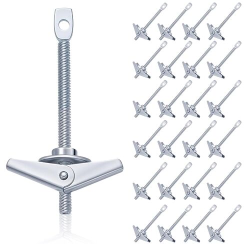 Silkfly 25 Pcs 1/4 x 4 Inch Eye Lag Toggle Bolts with 1 Inch Metal Washer Butterfly Toggle Screws Heavy Duty Wall Anchors with Nuts Washers for Drywall Ceiling Sheetrock Hollow Wall in Saudi Arabia