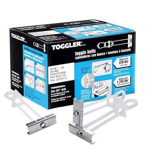 TOGGLER SNAPTOGGLE BE Toggle Anchor, Zinc-Plated Steel Channel, Made in US, 3/8" to 2-1/2" Grip Range, For 5/16"-18 UNC Fastener Size (Pack of 25) in Saudi Arabia