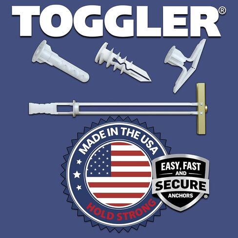 TOGGLER SNAPTOGGLE BE Toggle Anchor, Zinc-Plated Steel Channel, Made in US, 3/8" to 2-1/2" Grip Range, For 5/16"-18 UNC Fastener Size (Pack of 25) in Saudi Arabia