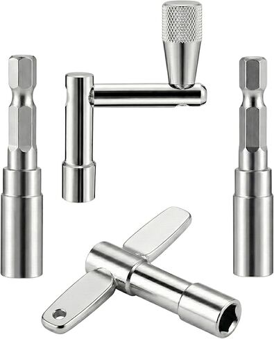 Drum Key Set, Professional Drum Tuning Kit with Drill Bit Adapter, Continuous Motion Speed Key & 2 Standard Keys - Universal Fit for All Standard Tension Rods - Chrome in Saudi Arabia
