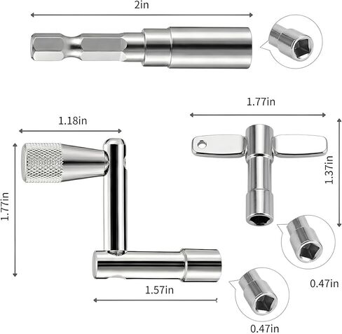 Drum Key Set, Professional Drum Tuning Kit with Drill Bit Adapter, Continuous Motion Speed Key & 2 Standard Keys - Universal Fit for All Standard Tension Rods - Chrome in Saudi Arabia