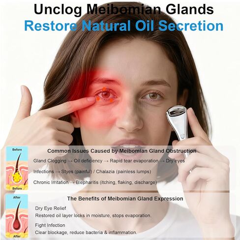 Metal Eye Roller for Dry Eyes,Eyelid Roller for Chalazion,Stye,MGD Relief,Improves Meibum Flow and Unclogs Oil Glands,Gentle Meibomian Gland Expression for Blocked Eyelid Glands (small) in Kuwait