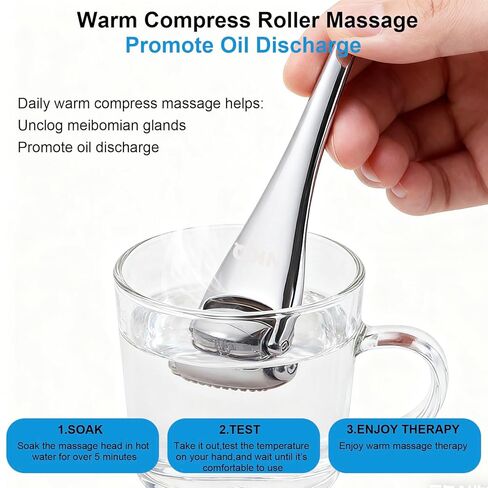 Metal Eye Roller for Dry Eyes,Eyelid Roller for Chalazion,Stye,MGD Relief,Improves Meibum Flow and Unclogs Oil Glands,Gentle Meibomian Gland Expression for Blocked Eyelid Glands (small) in Kuwait