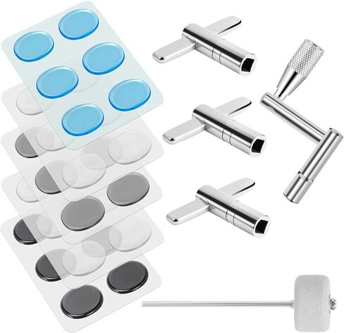 Drum Accessories Set: 30PCS Drum Dampeners Gels + Bass Drum Beater + Drum Keys + Cymbal Replacement Accessories Include Cymbal Felts, Cymbal Sleeves, Wing Nuts, Washers in Kuwait
