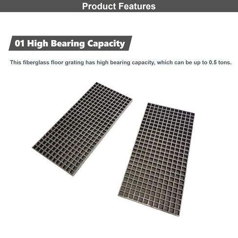 39.4"x19" Gray FRP Grating Rectangular Fiberglass Floor Grating 1.5" Thickness 0.5 tons Bearing Capacity in Kuwait