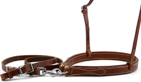 Leather Horse Noseband,Round Nose Caveson with Adjustable Tie Down Strap in Kuwait