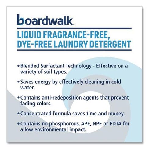 Boardwalk Liquid Fragrance-Free, Dye-Free Laundry Detergent, 4-pack (1) Gallon Bottles, Unscented, No Pphosphorous, APE, NPE or EDTA, Low Environmental Impact, Made in the USA in Saudi Arabia