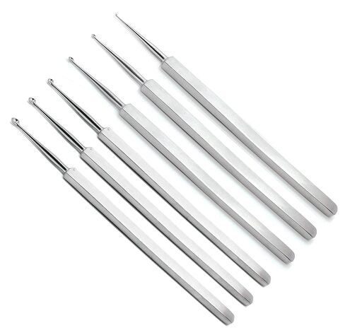 Meyhoefer Chalazion Ear Curette 0.5mm,1mm,1.8mm,2mm,2.5mm,3mm ENT 6 Pcs Instrument in Saudi Arabia