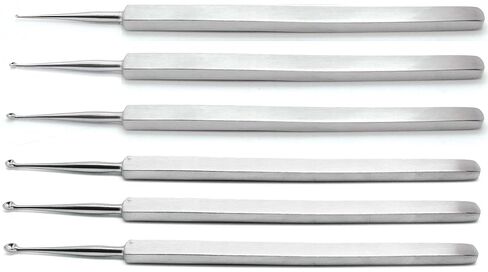 Meyhoefer Chalazion Ear Curette 0.5mm,1mm,1.8mm,2mm,2.5mm,3mm ENT 6 Pcs Instrument in Saudi Arabia