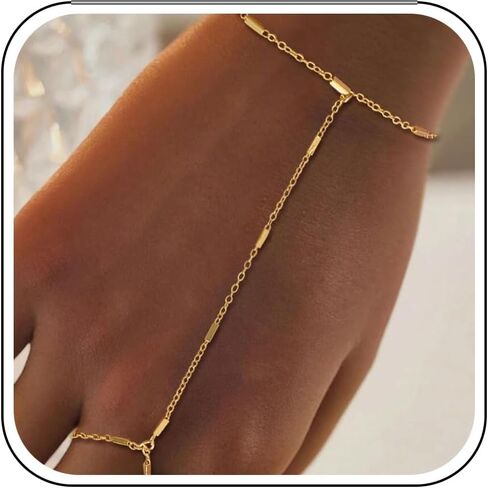 Long tiantian Hand Chain Bracelet Ring Bracelet Hand Chain Gold Bracelets for Women Gifts for Christmas Silver Hand Chain Jewelry for Women Trendy Stocking Stuffers in Kuwait