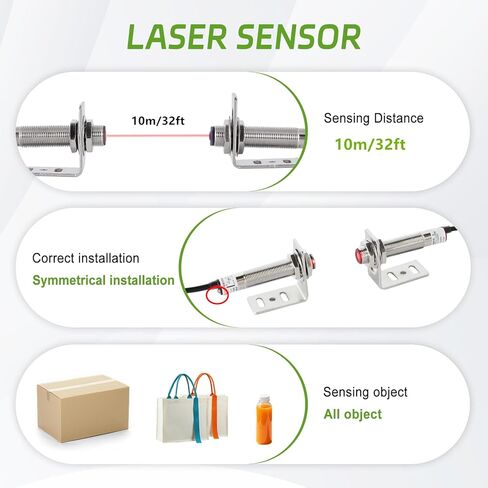 Digital Led Counter Display Count Up to 999999, Sensor Sensing Distance 32ft, Reset Setting, for Production Lines and Conveyor Belts, Input AC100-240V in Kuwait