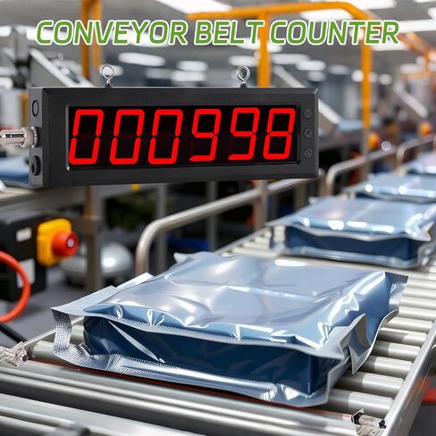 Digital Led Counter Display Count Up to 999999, Sensor Sensing Distance 32ft, Reset Setting, for Production Lines and Conveyor Belts, Input AC100-240V in Kuwait
