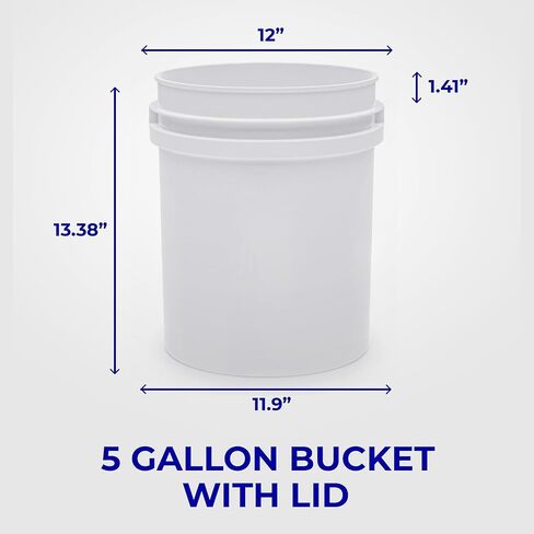 حاوية دلو بيضاء سعة 5 جالون مع غطاء | درجة الغذاء | شديدة التحمل 90MIL متينة للغاية | مقابض معدنية مع قبضة بلاستيكية لسهولة الحمل | متعدد الاستخدام | من السهل المكدس والتخزين | خالية من مادة BPA - عبوة واحدة in Kuwait