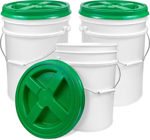 ePackageSupply Premium 5 Gallon Food Grade Plastic Pail with Gamma Seal Lid | Made in USA | BPA-Free | Heavy-Duty 90 Mil | Airtight Stackable Container, 6 Count in Saudi Arabia