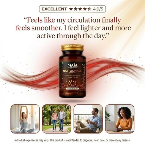 Maia Nattokinase | 5000 FU | Supports Arterial Cleanliness, Nitric Oxide, Cardiovascular Wellness | Fermented Soybean Enzyme Supplement in Saudi Arabia