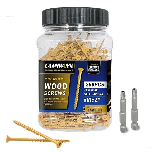 Deck Screws #10 x 2-1/2", 350 PCS, Wood Screws 2-1/2 Inch, Epoxy Coated, Rust Resistant Exterior Screws, Torx Drive Head, T25 Star Bit Included, Tan Outdoor Decking Screw for Wood Fence. in Saudi Arabia