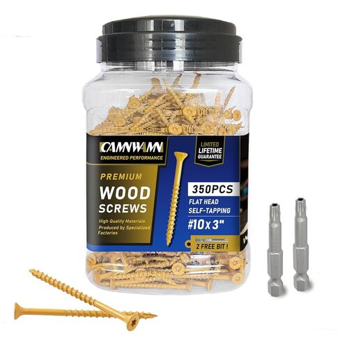 Deck Screws #10 x 2-1/2", 350 PCS, Wood Screws 2-1/2 Inch, Epoxy Coated, Rust Resistant Exterior Screws, Torx Drive Head, T25 Star Bit Included, Tan Outdoor Decking Screw for Wood Fence. in Saudi Arabia