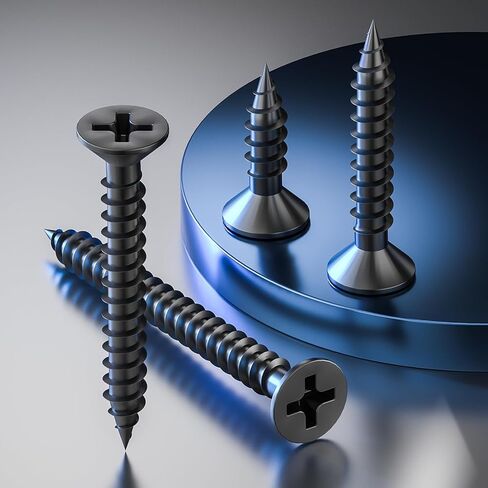 (385PCS) Flat Head Black Wood Screws, Quick Metal self Tapping Flat Head, Equipped with Dry Wall Plastic Anchor kit. in Saudi Arabia