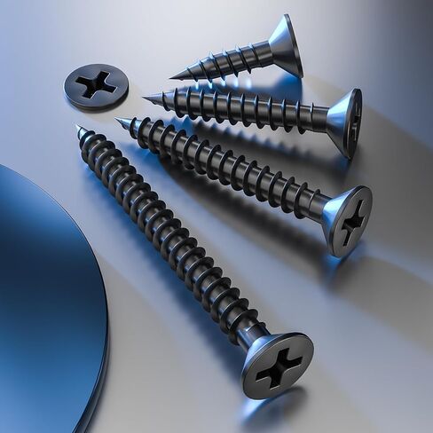 (385PCS) Flat Head Black Wood Screws, Quick Metal self Tapping Flat Head, Equipped with Dry Wall Plastic Anchor kit. in Saudi Arabia