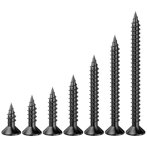 (385PCS) Flat Head Black Wood Screws, Quick Metal self Tapping Flat Head, Equipped with Dry Wall Plastic Anchor kit. in Saudi Arabia