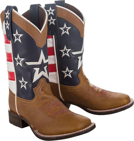 TuffRider Youth American Flag Cowboy Western Boot- 4Y- Brown in Saudi Arabia
