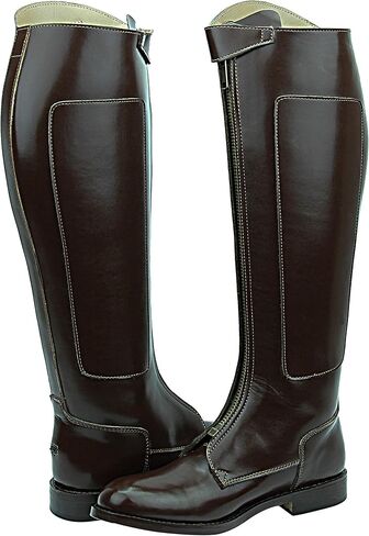 Mens Man Invader-1 Polo Players Boots Tall Knee High Leather Equestrian Brown in Kuwait