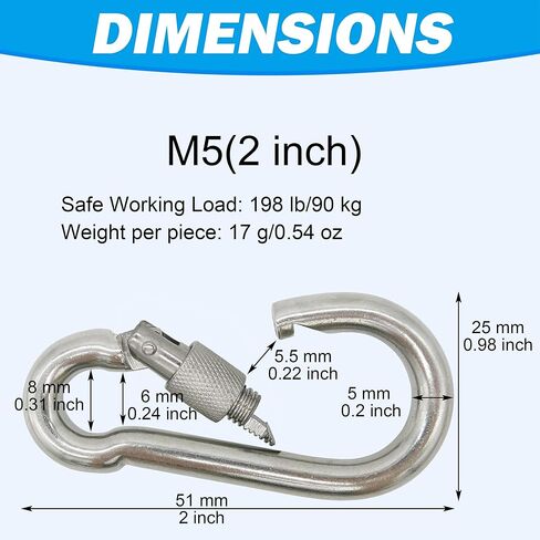 304 حلقة تسلق من الفولاذ المقاوم للصدأ - 2 بوصة شديدة التحمل، متينة ومقاومة للصدأ للصالة الرياضية، والتأرجح، ومقاود الكلاب، والأراجيح، وسلاسل المفاتيح، والمزيد (304، M5 مع برغي، حزمة من 12) in Kuwait