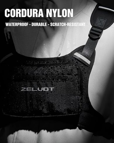 سترة جري مع مثانة مياه سعة 1 لتر، براءة اختراع أمريكية أصلية، سترة ترطيب عاكسة قابلة للتعديل، حزمة صدر خفيفة الوزن للرجال والنساء للمشي لمسافات طويلة وركوب الدراجات (أسود، M/L) in Kuwait