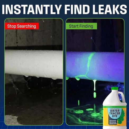 Concentrated Green Water Tracing Dye for Leak Detection – Treats 6,000+ Gallons – Non-Staining UV Dye for Toilets, Pools, Plumbing, Septic, Storm Drains – 68 oz in Kuwait