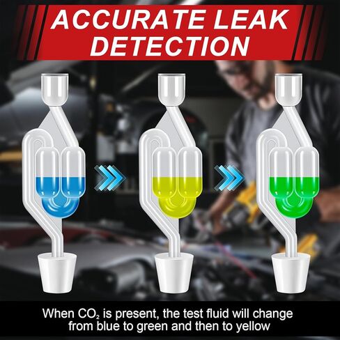 JAOJAO Head Gasket Tester Kit, Combustion Leak Tester with Universal Radiator Adapter Non-Destructive Fast Engine Diagnostic Tool for Cars Trucks Suvs, 100ML Blue in Saudi Arabia
