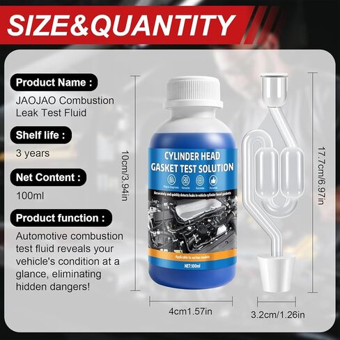 JAOJAO Head Gasket Tester Kit, Combustion Leak Tester with Universal Radiator Adapter Non-Destructive Fast Engine Diagnostic Tool for Cars Trucks Suvs, 100ML Blue in Saudi Arabia