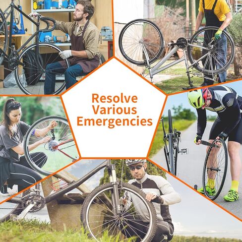 طقم إصلاح الدراجة - أدوات متعددة للدراجة 16 في 1، أدوات دراجة محمولة مع طقم تصحيح الإطارات لدراجات الطرق الجبلية والسفر والتخييم (الولايات المتحدة) in Kuwait