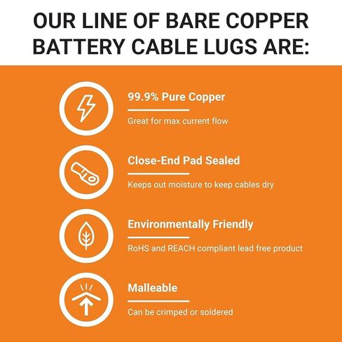 SELTERM 10 قطع - 4/0 Awg - 5/16 بوصة - عروات البطارية - موصلات طرفية حلقية | مع 12 قطعة 3: 1 أنابيب الانكماش الحراري باللونين الأسود والأحمر مع مادة لاصقة | نهايات كابلات البطارية شديدة التحمل - مجموعة عروات الأسلاك النحاسية العارية in Kuwait