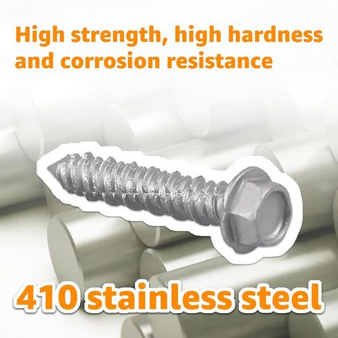 100 PCS Concrete Screws 1/4" x 1-1/4", 410 Stainless Steel Hex Concrete Screw Kit with Drill Bit and Hex Bit Socket for Anchoring to Masonry, Block, Brick in Kuwait