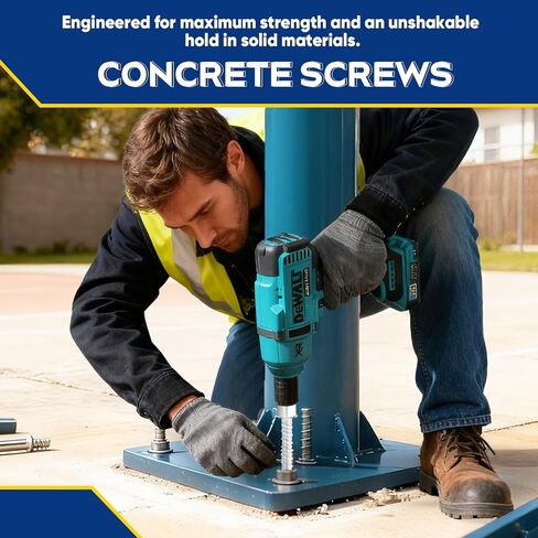 برغي خرسانة كبير بقطر 3/8 بوصة × 3 بوصة 25 حزمة - مرساة خرسانية شديدة التحمل، ومسامير بناء للطوب والكتل والخشب والإطار - براغي سداسية مطلية بالزنك in Kuwait