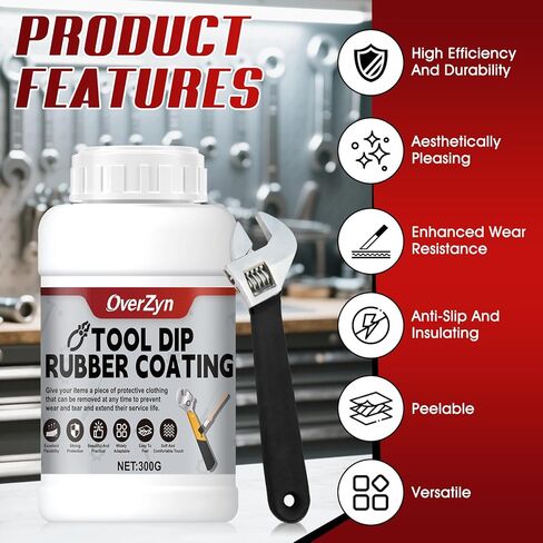 10.5oz Rubber Dip for Tools, Tool Dip Rubber Coating, Tool Handle Dip Coating Wear-Resistant and Non-Slip Easily Peelable for Tools DIY Craft Temporary Protection, Black in Kuwait